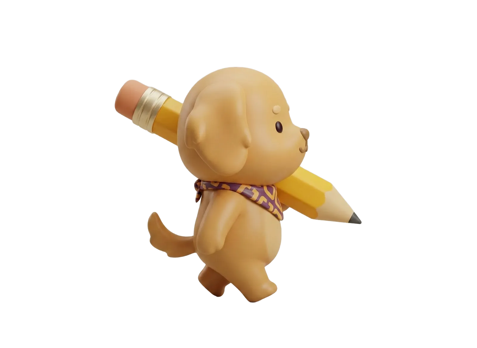 Scout the mascot carrying a pencil