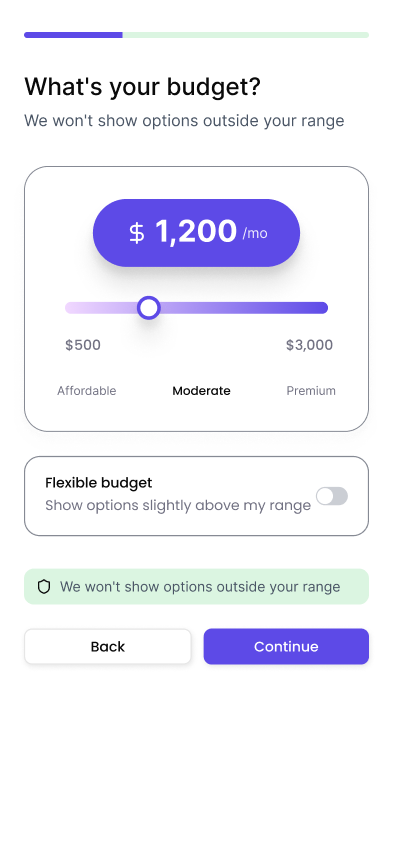 The rebuilt budget screen: a slider instead of a text field